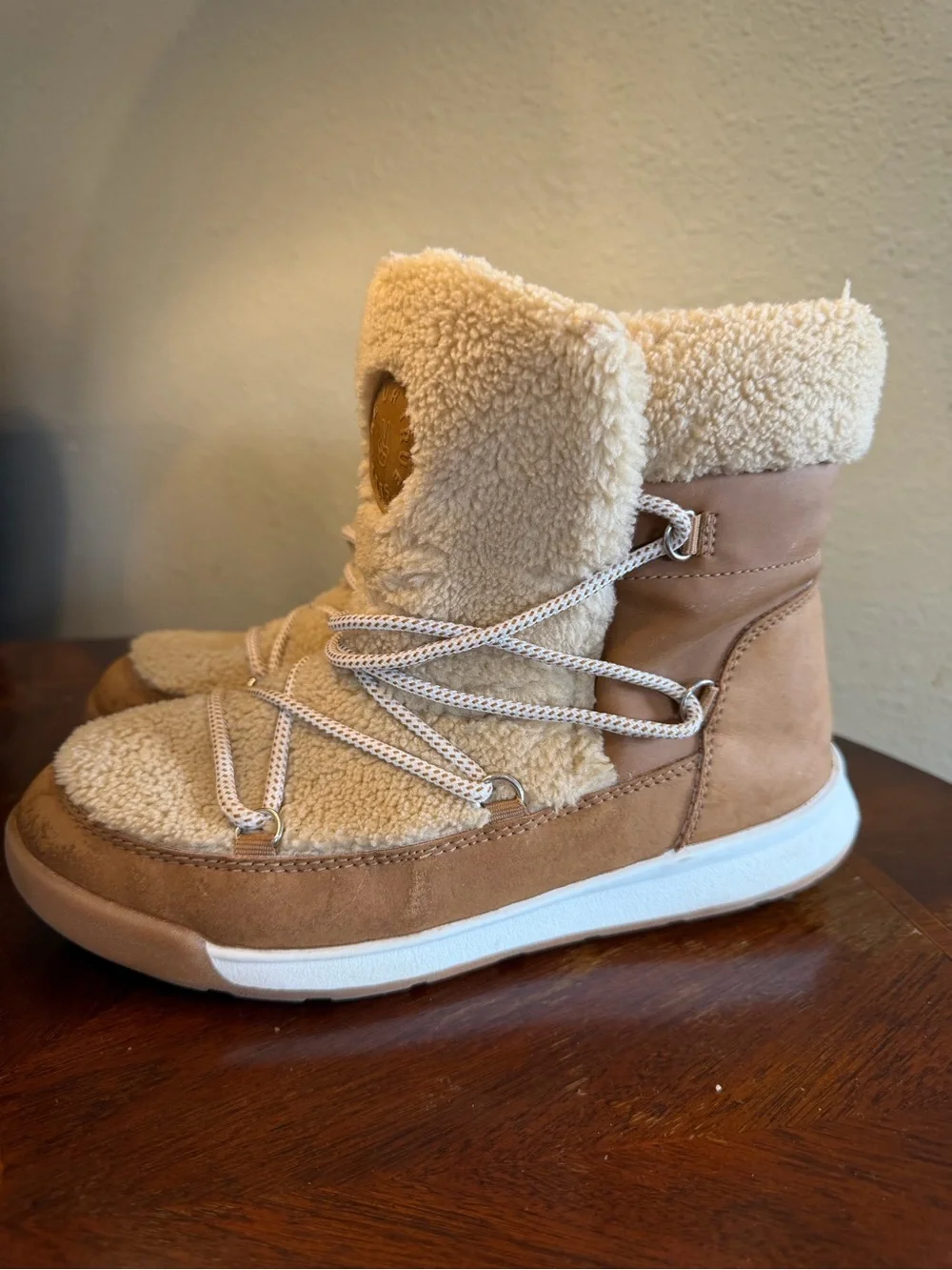 Kids Cream Sherpa Winter Boots -